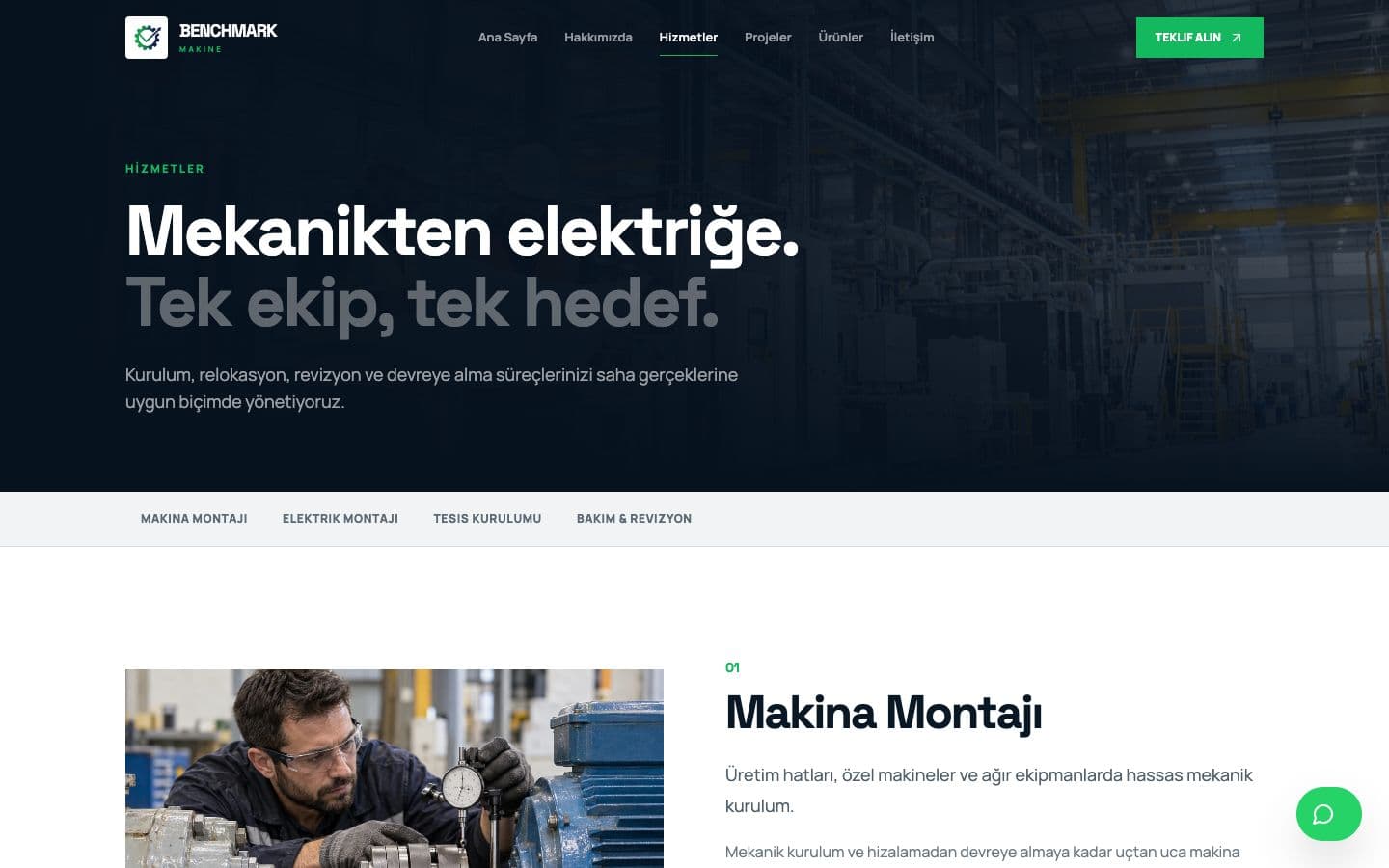 Benchmark Makine: Hizmetler