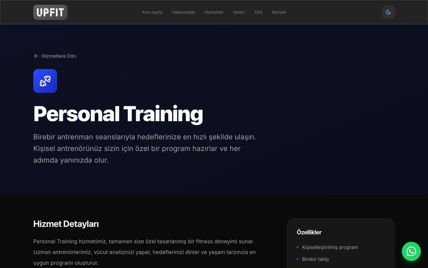 Upfit Performance: Personal training detayı