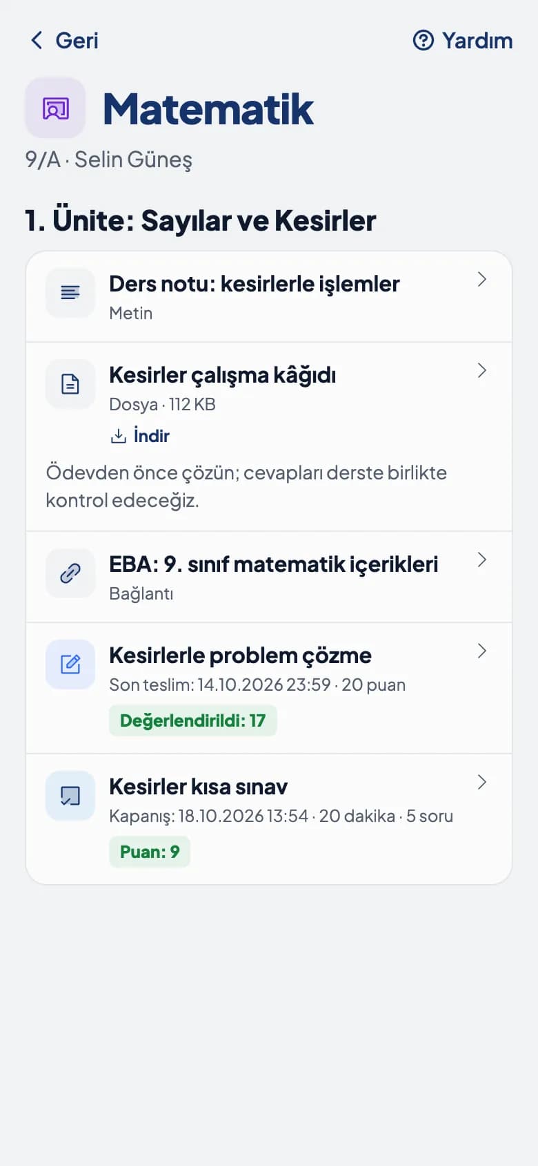 Ödev teslimi